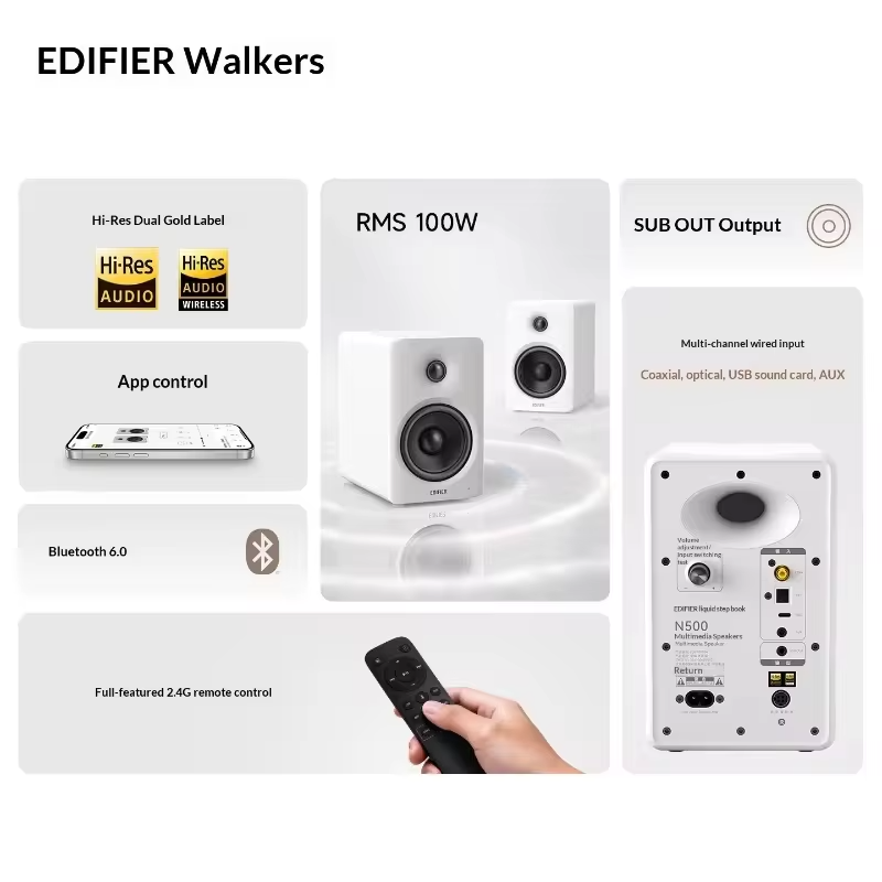 New Edifier N500 Bluetooth Audio Bluetooth 6.0 High Volume High-Quality Sound Desktop Full-Function Remote Computer Speaker