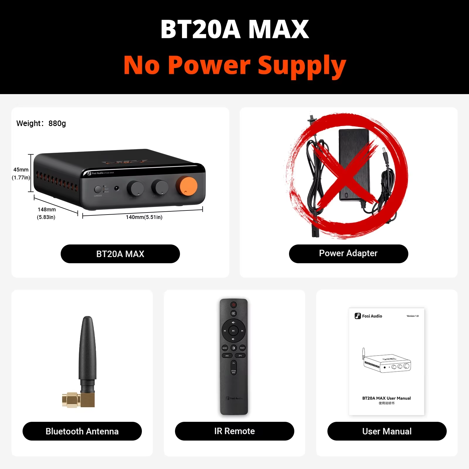 Fosi Audio BT20A MAX Bluetooth 6.0 Amplifer  2.1 Channel Hifi Stero amplifier PFFB 300W*2 Class D Hight Power amp For Outdoor