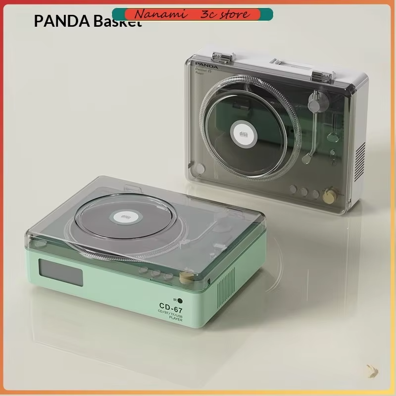 Panda CD-67 CD Player Classic Retro Speaker Disc CD Sound System Supports LINE OUT/USB/TF CARD/Bluetooth 5.0 Home Player Speaker
