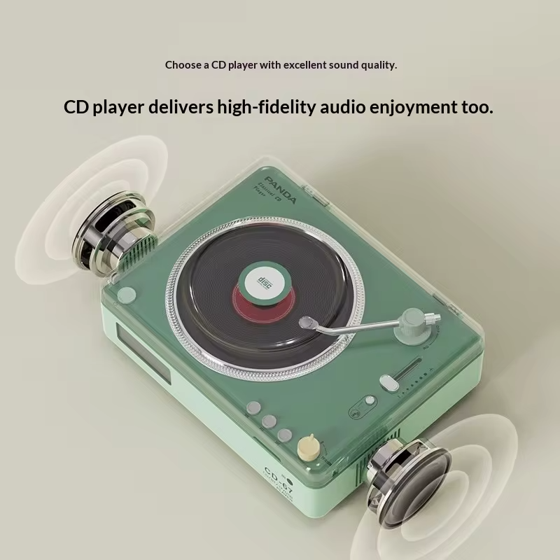 Panda CD-67 CD Player Classic Retro Speaker Disc CD Sound System Supports LINE OUT/USB/TF CARD/Bluetooth 5.0 Home Player Speaker