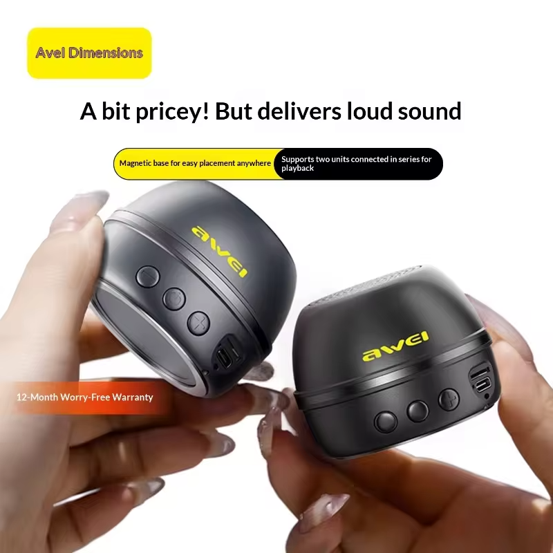 New Awei Magnetic Bluetooth Audio 40mm Bass Diaphragm 360° Surround Wireless Small Portable Mini Outdoor Subwoofer Speaker