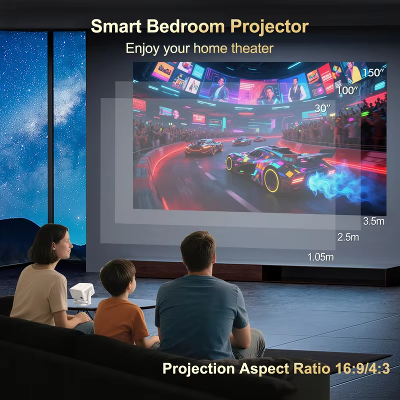 Velec TP350 NTV Projector Compatible with Netflix 650ANSI Android 13 Native 1080P With Auto Focus Smart Home Outdoor Projector