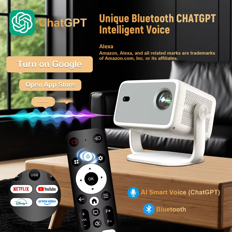 Velec TP350 NTV Projector Compatible with Netflix 650ANSI Android 13 Native 1080P With Auto Focus Smart Home Outdoor Projector
