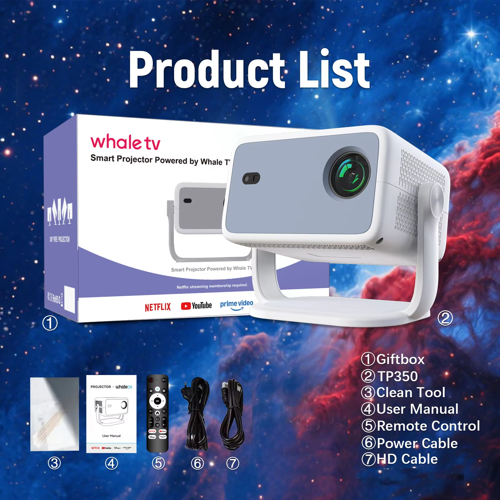 Velec TP350 NTV Projector Compatible with Netflix 650ANSI Android 13 Native 1080P With Auto Focus Smart Home Outdoor Projector