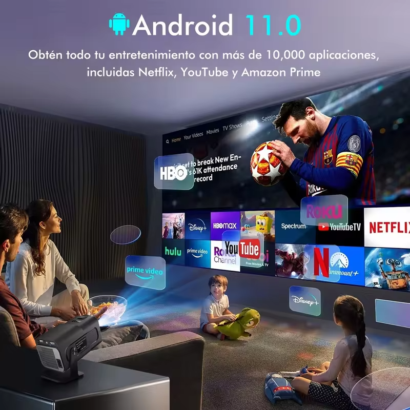 KaiAqua HY320mini Projector Android 11 390ANSI HD 4K Native 1080P Dual Wifi6 BT5.0 Cinema Level Portable Projetor HY300 Upgraded