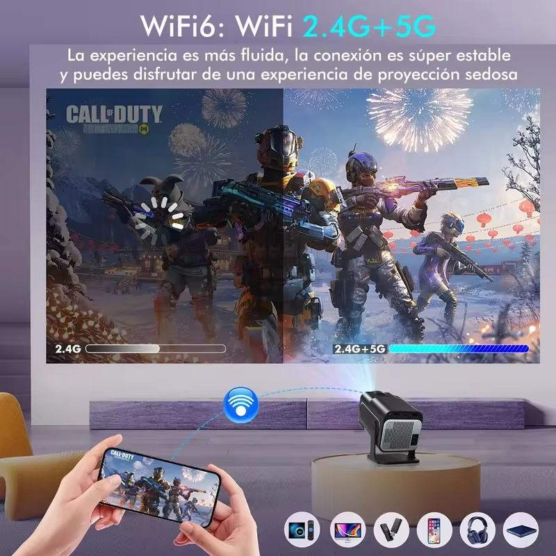 KaiAqua HY320mini Projector Android 11 390ANSI HD 4K Native 1080P Dual Wifi6 BT5.0 Cinema Level Portable Projetor HY300 Upgraded