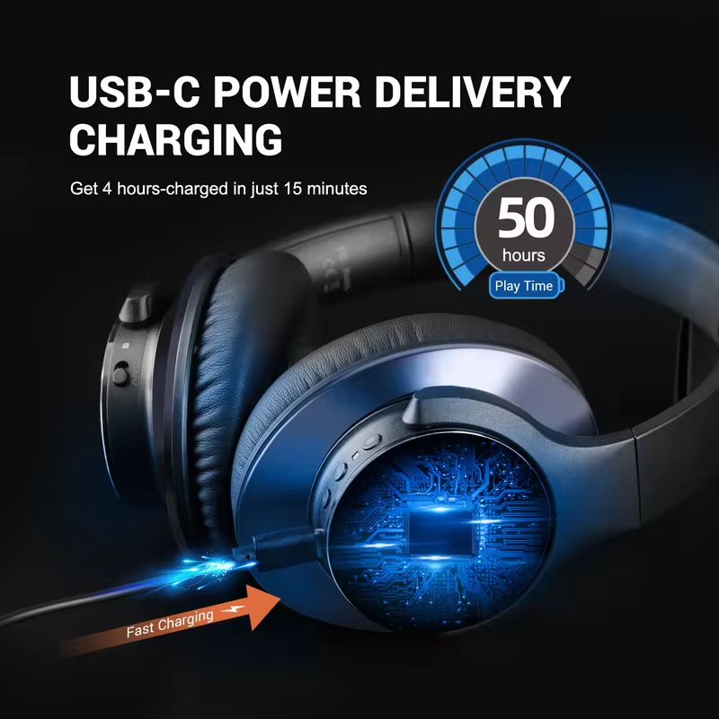 Oneodio A10 Bluetooth 5.4 Headphones Hybrid Active Noise Cancelling With Hi-Res Audio Over Ear Wireless Headset ANC With 5-Mic