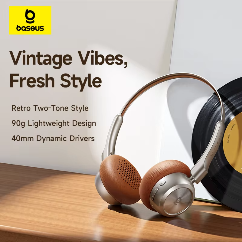 Baseus BH1 Air Wireless Headphones Bluetooth 6.0 ENC Noise Cancellation Lightweight 90g Over Ear Headset 80H Earphone