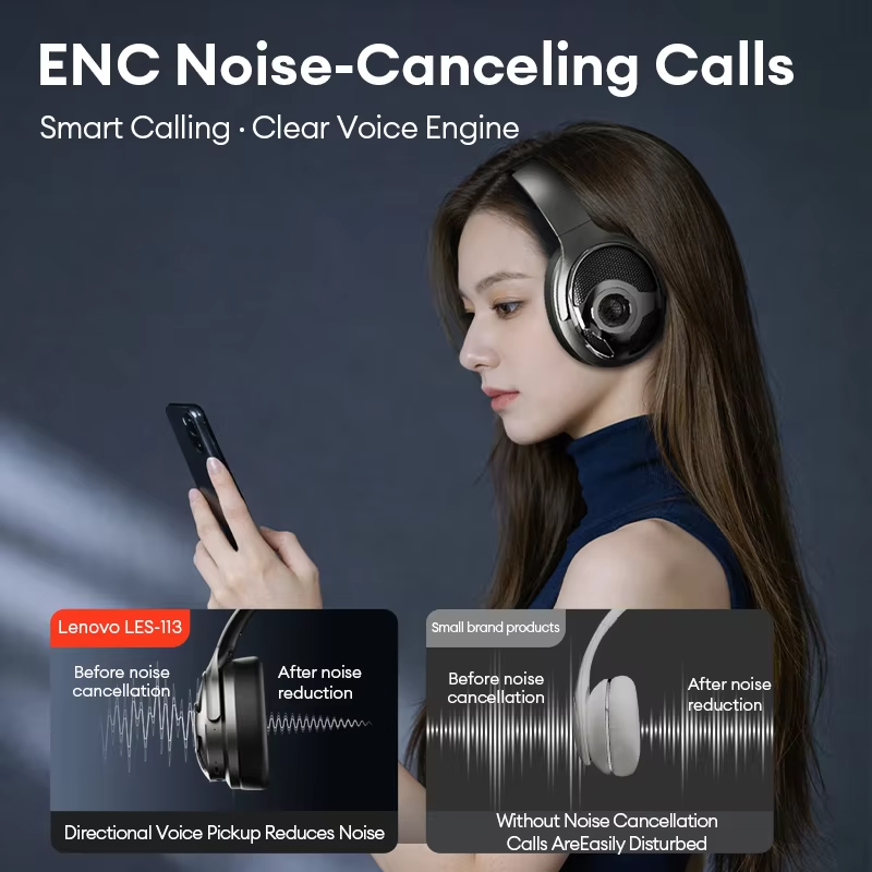 Lenovo Original Bluetooth Earphones Over-ear Foldable Computer Wireless Headphones Noise Cancellation HIFI Stereo Gaming Headset