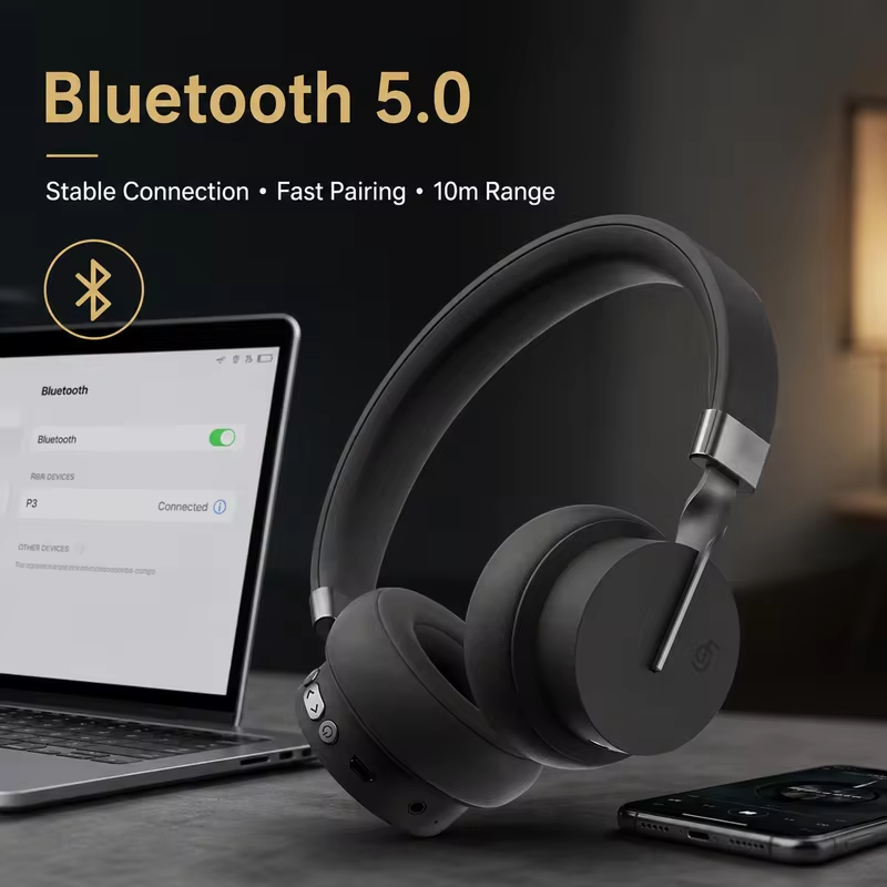 Wireless Headphones Bluetooth 5.0 Earphones Over Ear HiFi Audio Headset 40mm Drivers TF Card FM AUX Mic for Music Calls Travel