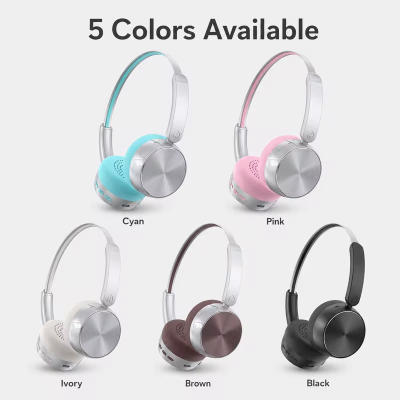 Retro Wireless Headphones Bluetooth 5.4 Over Ear Earphones 80H Playback 40mm Driver Type-C Charging Soft Cushions Built-in Mic