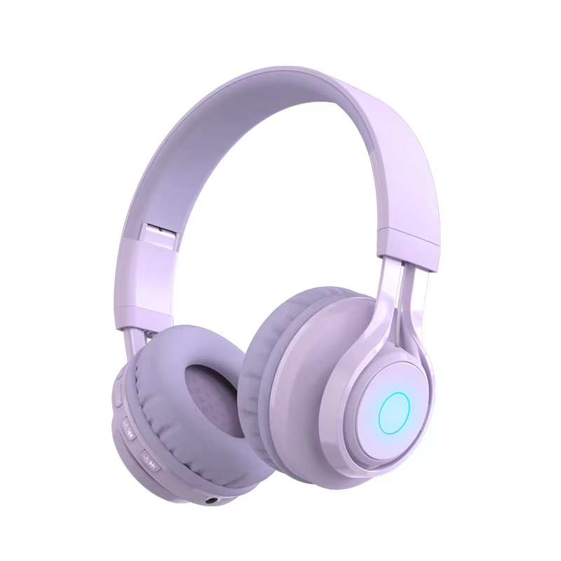 Kids Headphones Bluetooth 5.0 Wireless Earphones with 85dB Volume Limit RGB Light 3.5mm Wired Mode for School Travel and Gifts