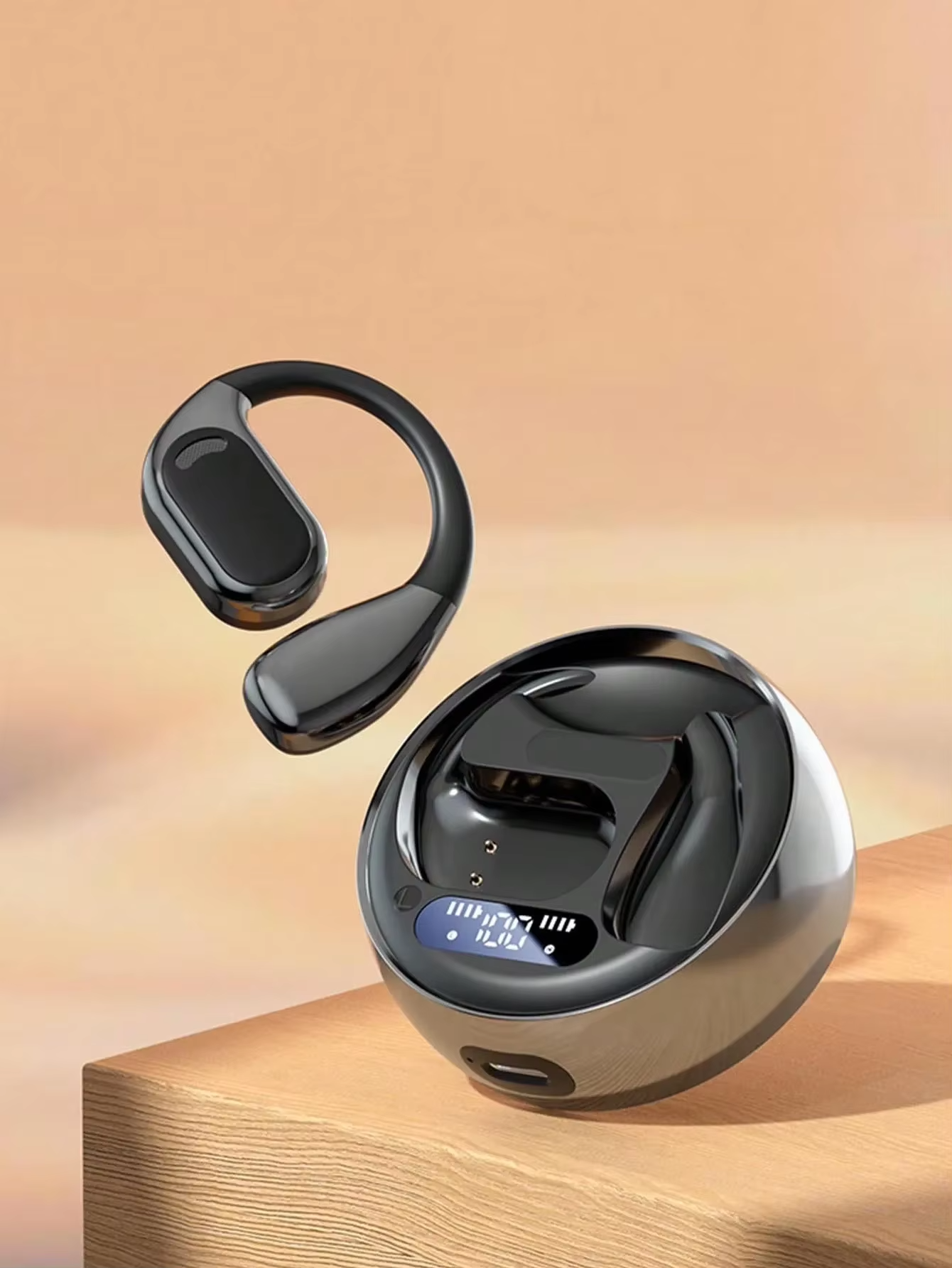 Open Ear Bluetooth 5.4 Headphones 72H Battery Life with LED Display Noise Canceling Wireless Earbuds Audífonos for Sport Running