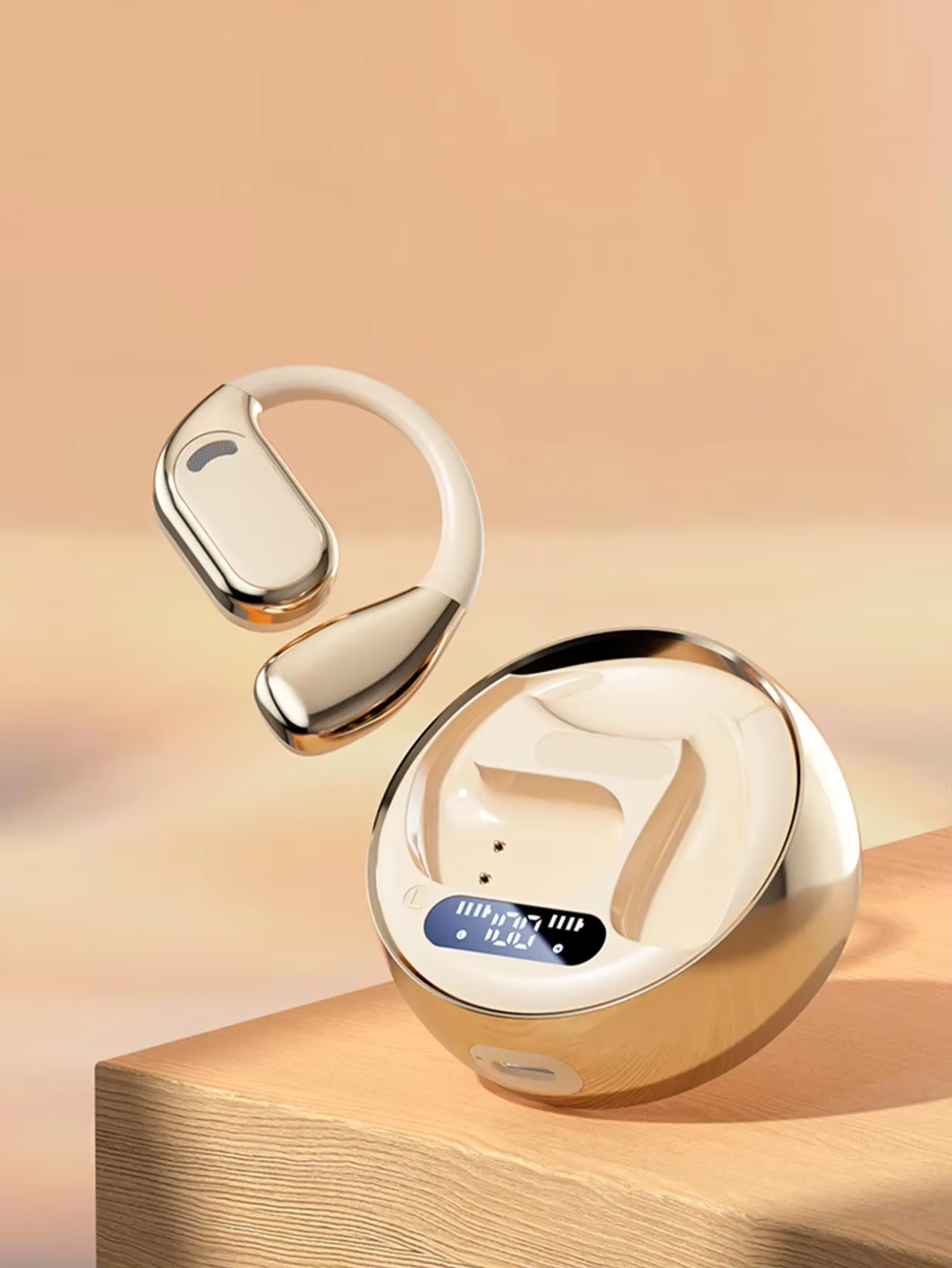 Open Ear Bluetooth 5.4 Headphones 72H Battery Life with LED Display Noise Canceling Wireless Earbuds Audífonos for Sport Running