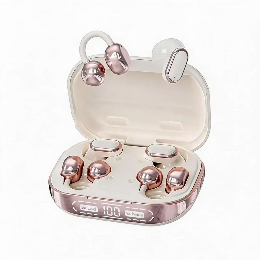 2026 New Bluetooth 6.0 Ear-Clip Headphones 4 Earbuds In-Ear & Open Ear Design 2.6g Ultra-Light Audífonos with AI Noise Reduction