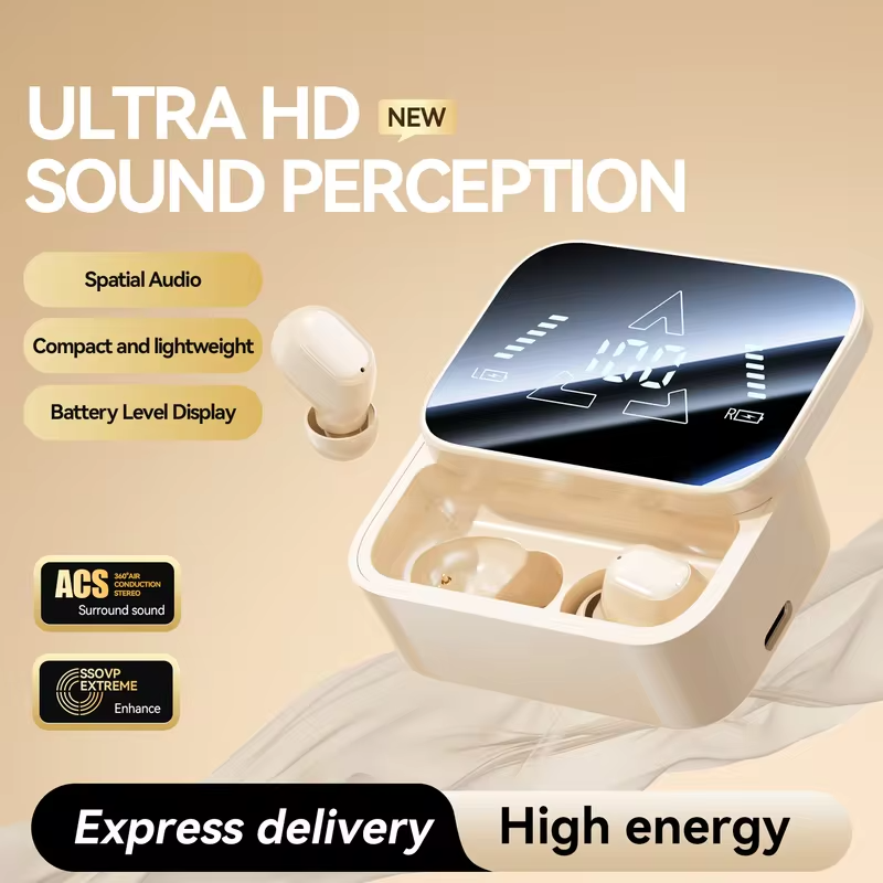 Bluetooth 6.0 In-Ear Headphones with Large Screen Display, Dual Mode Audífonos, Zero Latency Earphones for Gaming & Music