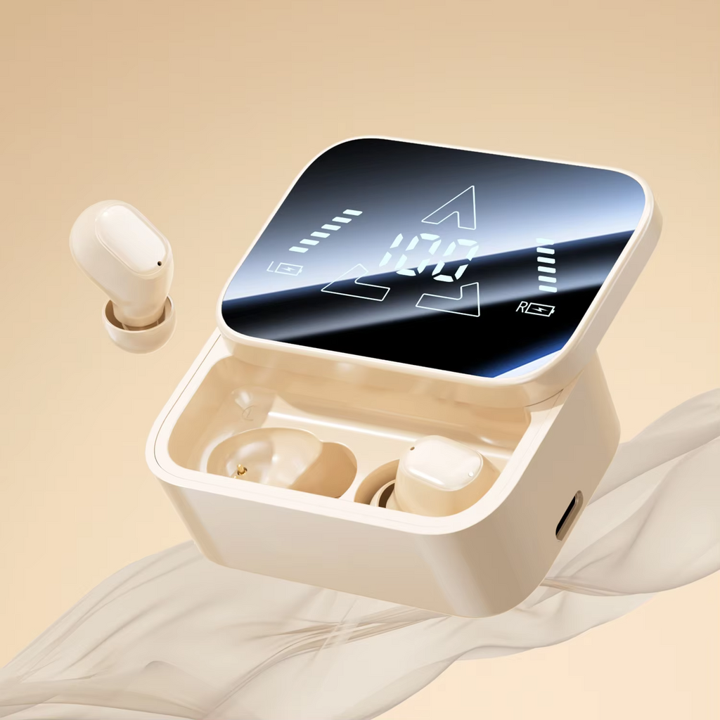 Bluetooth 6.0 In-Ear Headphones with Large Screen Display, Dual Mode Audífonos, Zero Latency Earphones for Gaming & Music