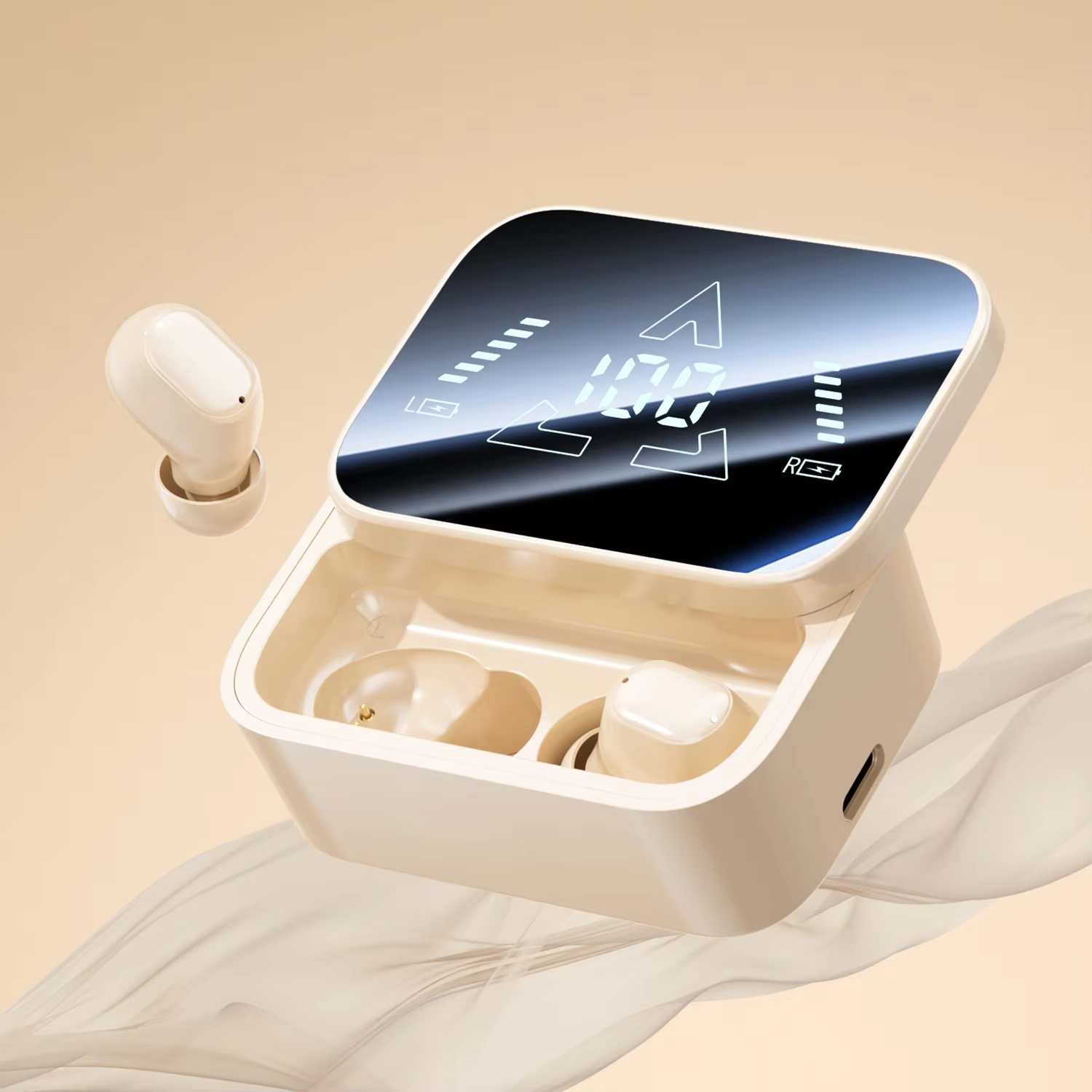 Bluetooth 6.0 In-Ear Headphones with Large Screen Display, Dual Mode Audífonos, Zero Latency Earphones for Gaming & Music