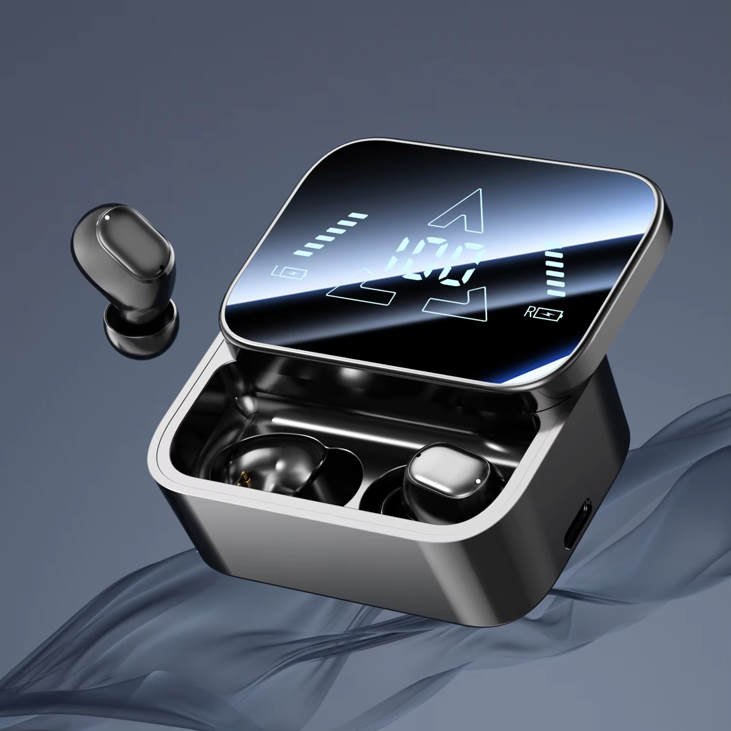 Bluetooth 6.0 In-Ear Headphones with Large Screen Display, Dual Mode Audífonos, Zero Latency Earphones for Gaming & Music