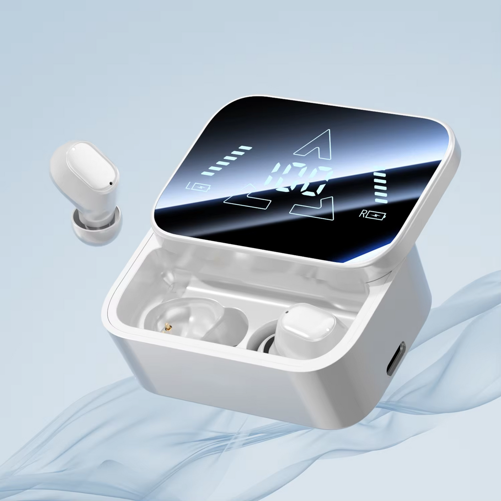 Bluetooth 6.0 In-Ear Headphones with Large Screen Display, Dual Mode Audífonos, Zero Latency Earphones for Gaming & Music