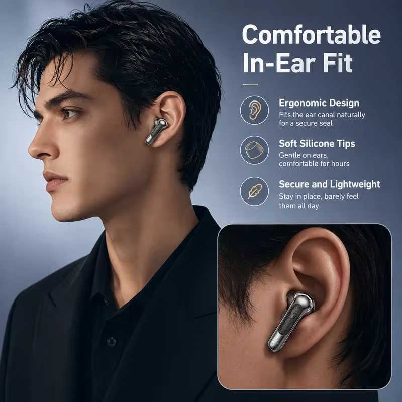 In-Ear Bluetooth Headphones Wireless Earphones with AI Noise Reduction, LED Display, 360° Stereo Sound and Touch Control