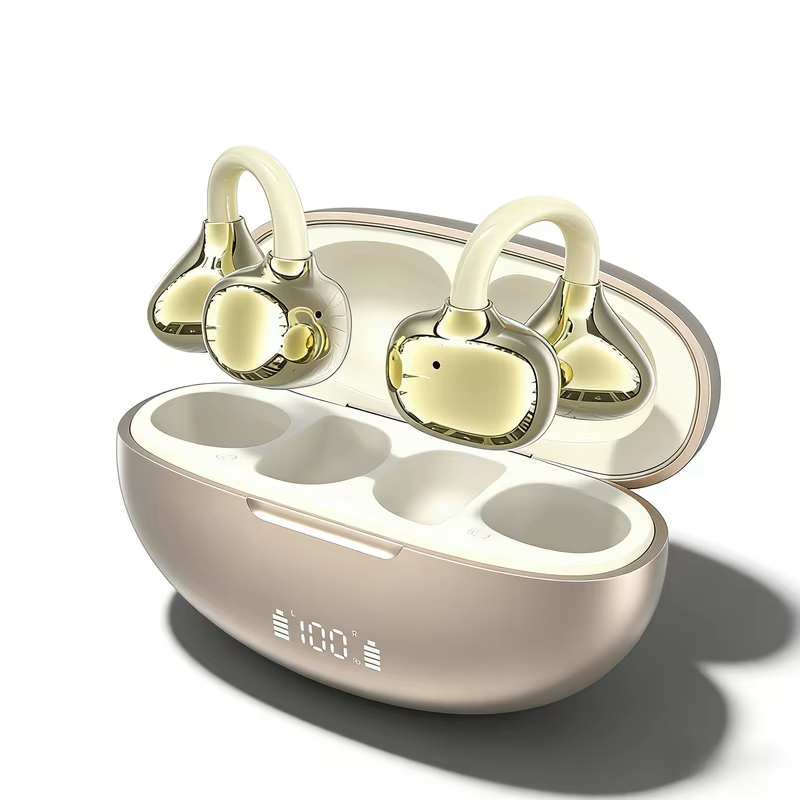 Portable Invisible Clip-On Bluetooth Headphones Pain-Free Wear Powerful Noise Cancelling Long-Lasting Battery Built-in Mic
