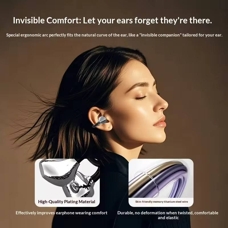 Portable Invisible Clip-On Bluetooth Headphones Pain-Free Wear Powerful Noise Cancelling Long-Lasting Battery Built-in Mic
