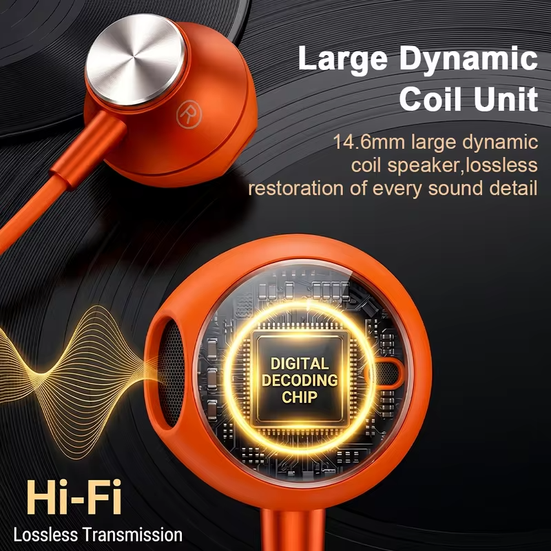 USB Type C Wired Headphones HiFi Bass Stereo With Mic Earphones in Ear 3.5mm Jack Earbuds For iPhone 17 16 15 Samsung S25 Xiaomi
