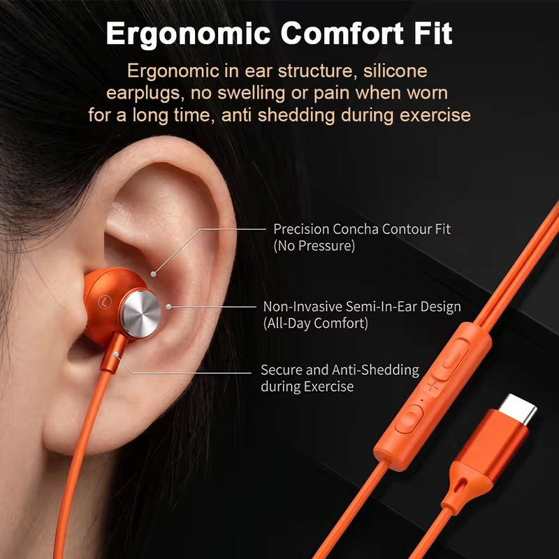 USB Type C Wired Headphones HiFi Bass Stereo With Mic Earphones in Ear 3.5mm Jack Earbuds For iPhone 17 16 15 Samsung S25 Xiaomi