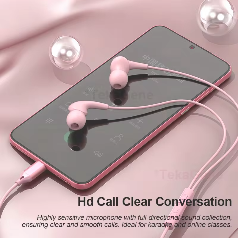 USB Type C Wired Headphone 3.5mm Stereo Music In-Ear Earphones With Wire Control Mic Sleeping Earplugs For Samsung iPhone Xiaomi