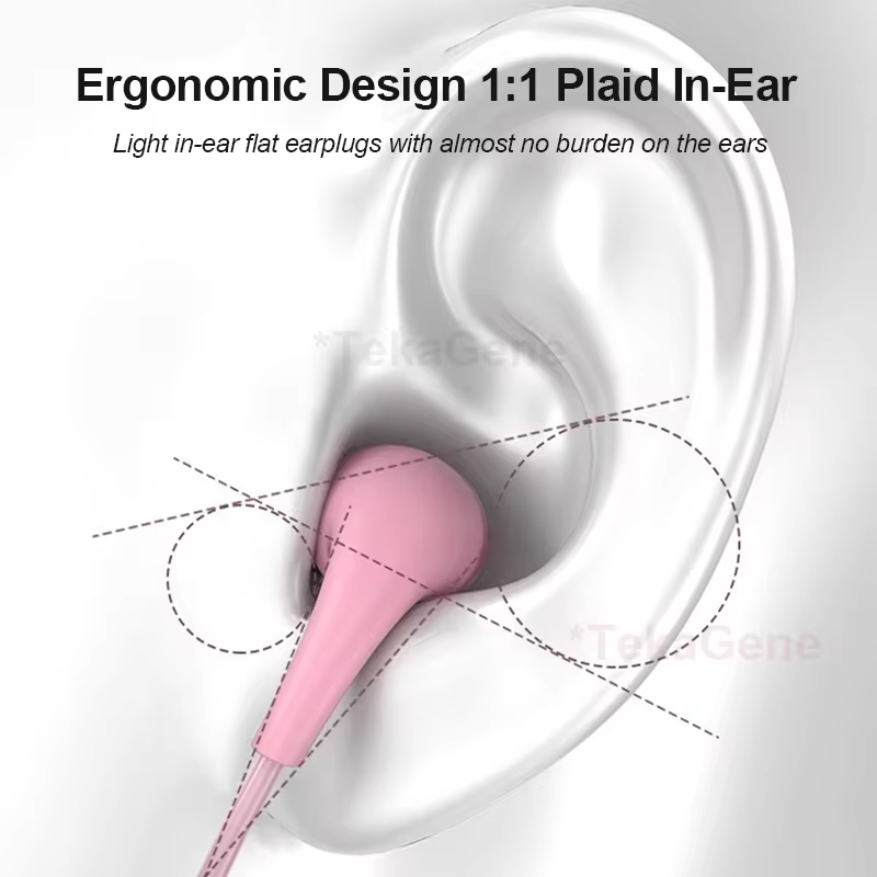 USB Type C Wired Headphone 3.5mm Stereo Music In-Ear Earphones With Wire Control Mic Sleeping Earplugs For Samsung iPhone Xiaomi