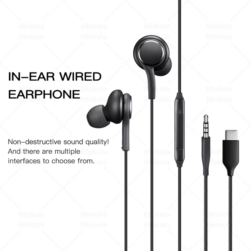 Original Type C Wired Earphone For Samsung Galaxy S25 S24 S23 S21 S22 Ultra Plus 3.5mm Headphones A54 A34 A53 A53 Laptop Earbuds