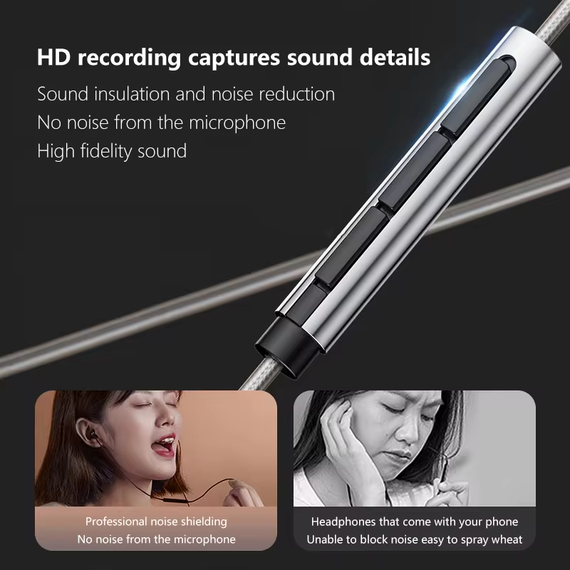 Ceramic  Wired Headphones Mic Wired Control Headphones Type-C 3.5mm HiFi Stereo Surround Sound Noise Canceling Music Headphones