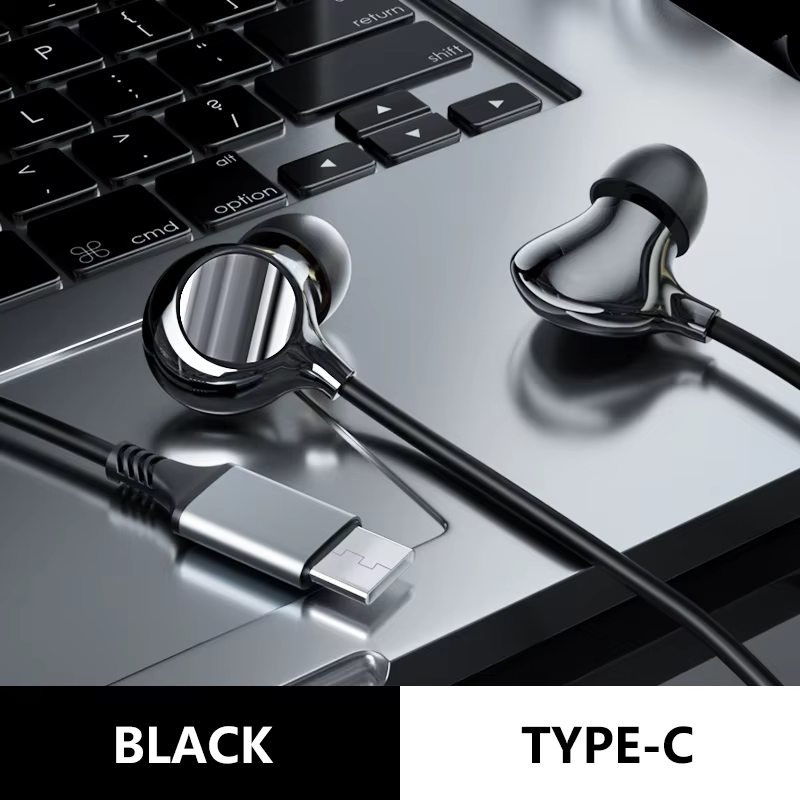 Ceramic  Wired Headphones Mic Wired Control Headphones Type-C 3.5mm HiFi Stereo Surround Sound Noise Canceling Music Headphones