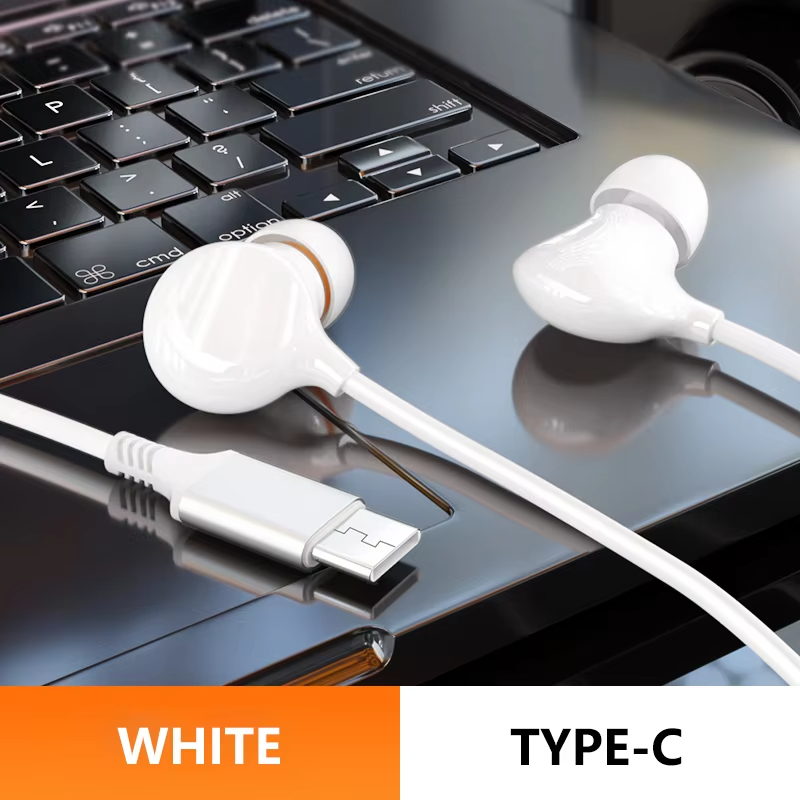 Ceramic  Wired Headphones Mic Wired Control Headphones Type-C 3.5mm HiFi Stereo Surround Sound Noise Canceling Music Headphones